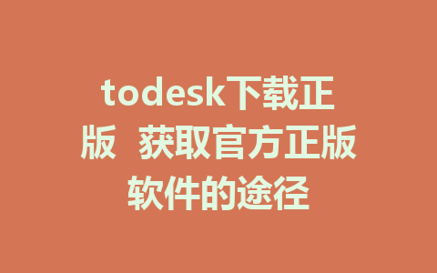 todesk下载正版  获取官方正版软件的途径-ToDesk下载-免费桌面远程软件