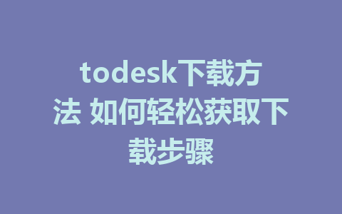 todesk下载方法 如何轻松获取下载步骤